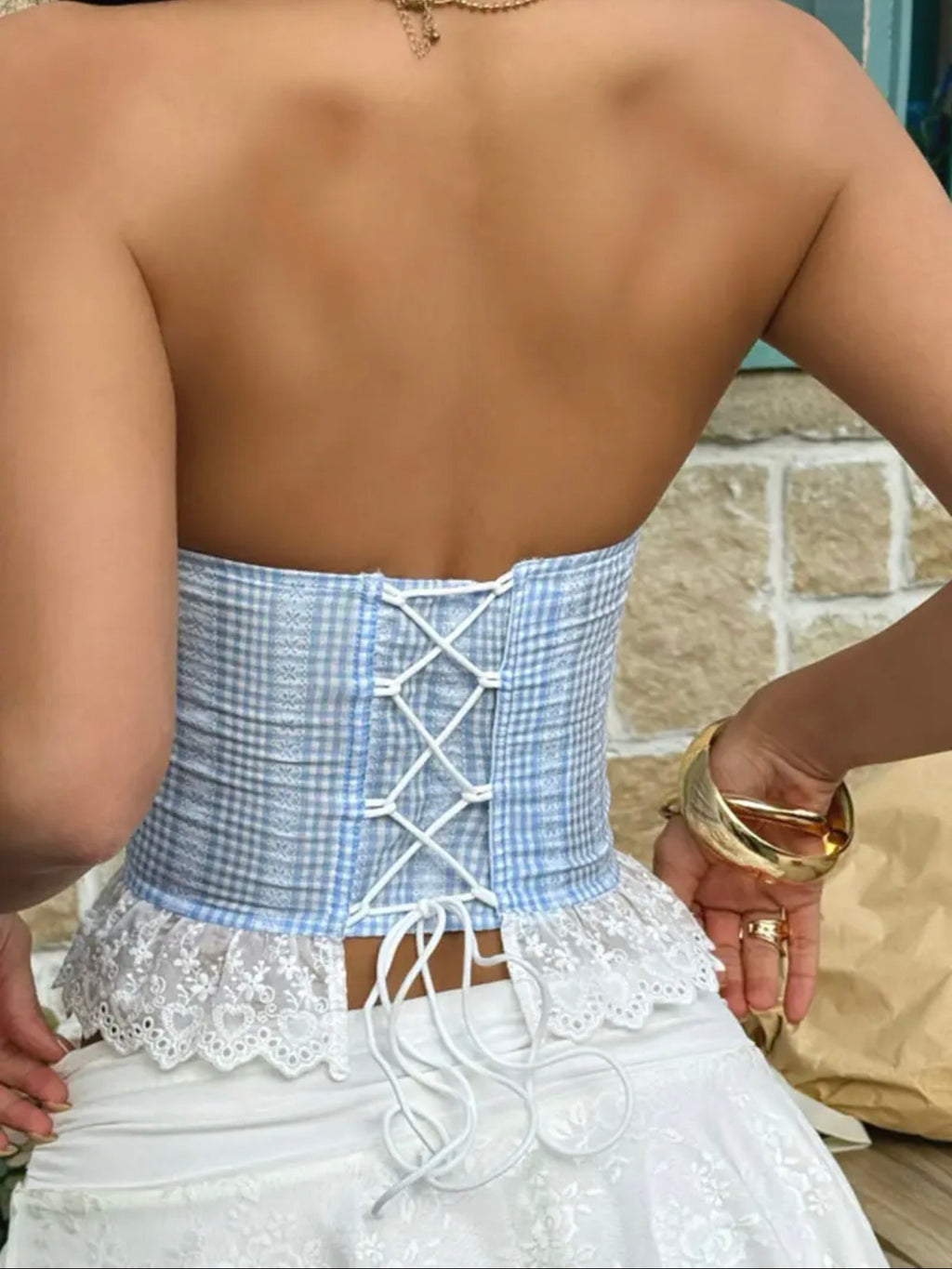 Blue Belle Lace Corset Top