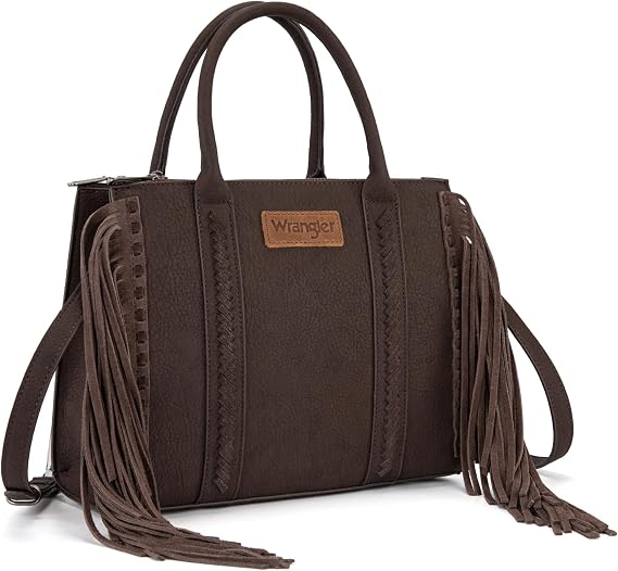 Bolso de mano con flecos para mujer, bolso de hombro occidental con bolsillos funcionales para estilo vaquera