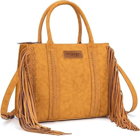 Bolso de mano con flecos para mujer, bolso de hombro occidental con bolsillos funcionales para estilo vaquera